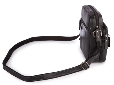 Średnia, czarna torba męska na ramię uszyta ze skóry naturalnej Jorey - obrazek 5