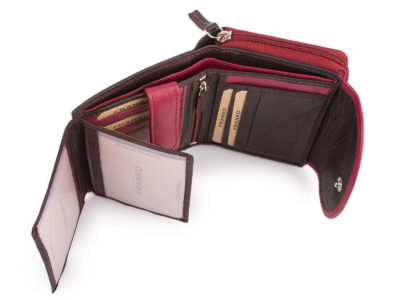 Czarno-fioletowy portfel damski Franko z miękkiej naturalnej skóry RFID - obrazek 8