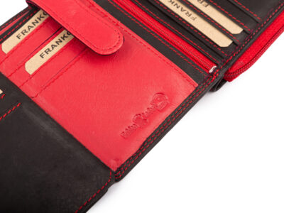 Czarno-czerwony portfel damski Franko z miękkiej naturalnej skóry RFID - obrazek 8