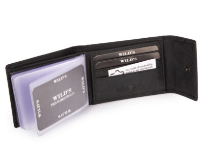 Pionowe czarne skórzane etui na karty płatnicze, dokumenty i banknoty w stylu vintage - obrazek 2