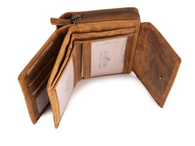 Duży portfel damski uszyty z surowej skóry naturalnej z ochroną RFID brązowy - obrazek 4