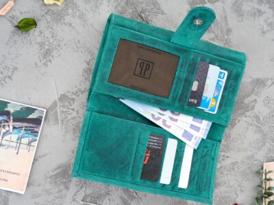 Portfel damski skórzany w stylu vintage pojemny zielony RFID Paolo Peruzzi - obrazek 6