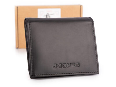 Mały skórzany czarny portfel damski do małej torebki J Jones