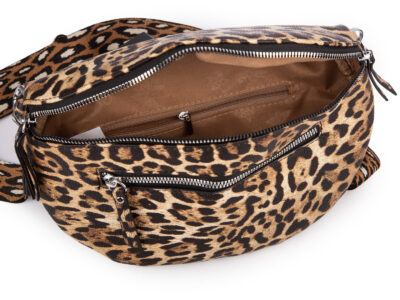 Damska saszetka typu nerka na ramię z wzorkiem w panterkę brązowa - obrazek 5