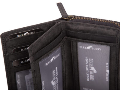 Duży portfel damski uszyty z surowej skóry naturalnej z ochroną RFID czarny - obrazek 5