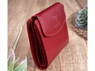 Portfel damski średni z gładkiej skóry naturalnej RFID czerwony Paolo Peruzzi - obrazek 6