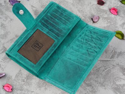 Portfel damski skórzany w stylu vintage pojemny zielony RFID Paolo Peruzzi - obrazek 5