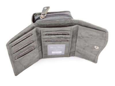 Duży damski portfel szary uszyty z miękkiej i przyjemnej w dotyku skóry naturalnej RFID - obrazek 5