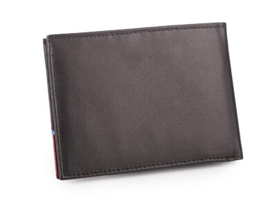 Elegancki, skórzany, cienki portfel męski w kolorze czarnym z czerwonym narożnikiem Pierre Cardin - obrazek 4