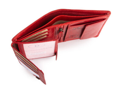 Pionowy portfel wykonany w 100% ze skóry naturalnej z RFID czerwony Blue Burry - obrazek 6