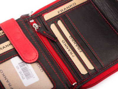 Czarno-czerwony portfel damski Franko z miękkiej naturalnej skóry RFID - obrazek 5