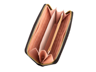 Czarny, duży portfel damski kopertowy, zapinany dookoła na zamek błyskawiczny - obrazek 2