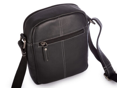 Wygodna czarna torba męska na ramię ze skóry naturalnej licowej Jorey - obrazek 5