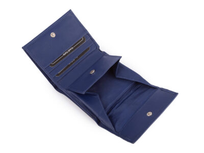 Mały skórzany granatowy portfel damski do małej torebki J Jones - obrazek 4