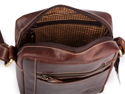Brązowa torba męska na ramię na co dzień uszyta ze skóry naturalnej - obrazek 5