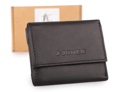 Mały, skórzany portfel damski w kolorze czarnym J Jones