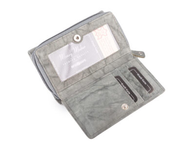 Duży damski portfel szary uszyty z miękkiej i przyjemnej w dotyku skóry naturalnej RFID - obrazek 7