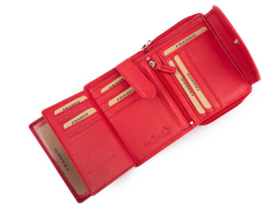 Czerwony portfel damski Franko z miękkiej naturalnej skóry RFID - obrazek 6