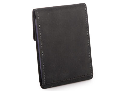 Pionowe czarne skórzane etui na karty płatnicze, dokumenty i banknoty w stylu vintage - obrazek 5
