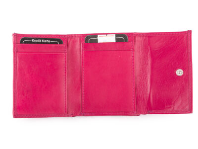 Mały, skórzany portfel damski w kolorze różowym J Jones - obrazek 4