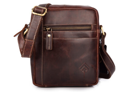 Brązowa torba męska na ramię na co dzień uszyta ze skóry naturalnej - obrazek 8