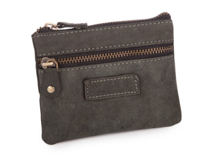 Etui na klucze ze skóry naturalnej na zamek czarne vintage