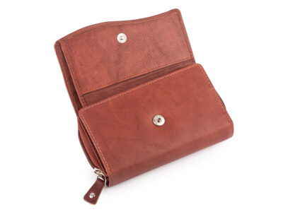 Duży damski portfel ciemnobrązowy uszyty z miękkiej i przyjemnej w dotyku skóry naturalnej RFID - obrazek 3