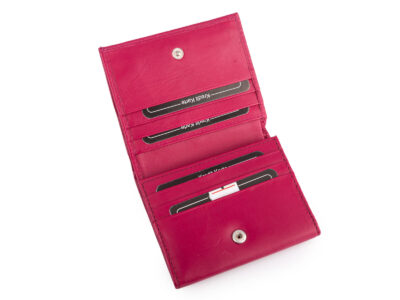 Mały skórzany różowy portfel damski do małej torebki J Jones - obrazek 3