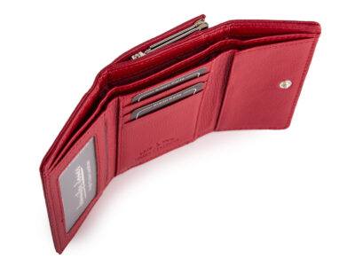 Średni portfel damski ze skóry naturalnej zapinany na bigiel czerwony - obrazek 5