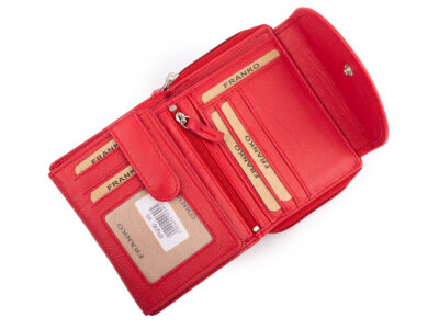 Czerwony portfel damski Franko z miękkiej naturalnej skóry RFID - obrazek 4