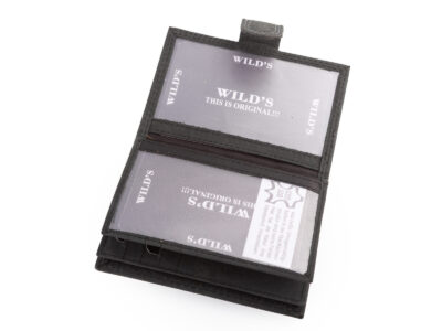 Skórzane, czarne etui na karty i dokumenty w stylu vintage zapinane na zatrzask - obrazek 6