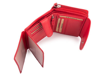 Czerwony portfel damski Franko z miękkiej naturalnej skóry RFID - obrazek 2