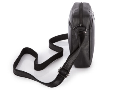 Saszetka męska na ramię ze skóry naturalnej, czarna Bellugio - obrazek 3