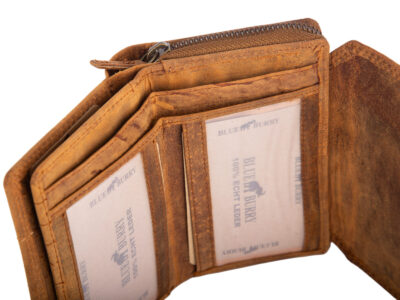 Duży portfel damski uszyty z surowej skóry naturalnej z ochroną RFID brązowy - obrazek 5