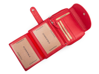 Czerwony portfel damski Franko z miękkiej naturalnej skóry RFID - obrazek 5