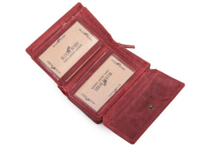 Duży portfel damski uszyty z surowej skóry naturalnej z ochroną RFID czerwony - obrazek 3