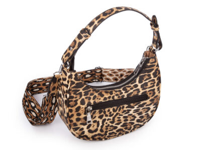 Łódkowata, mała torebka damska z wzorem w modną panterkę - obrazek 2