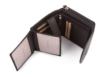 Czarny portfel damski Franko z miękkiej naturalnej skóry RFID - obrazek 6