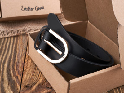 Pasek damski do spodni skórzany czarny ze złotą klamrą 100 cm Paolo Peruzzi - obrazek 4