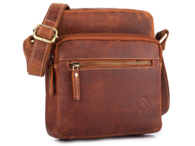 Średnia, brązowa torba męska na ramię uszyta ze skóry naturalnej Jorey