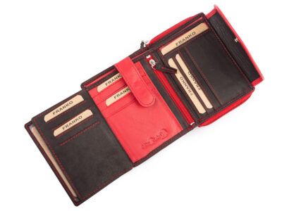 Czarno-czerwony portfel damski Franko z miękkiej naturalnej skóry RFID - obrazek 7