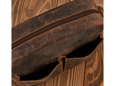 Torba męska uszyta ze skóry naturalnej A4 brązowa vintage Paolo Peruzzi - obrazek 7
