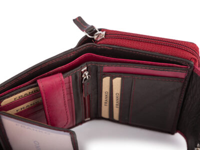 Czarno-fioletowy portfel damski Franko z miękkiej naturalnej skóry RFID - obrazek 9