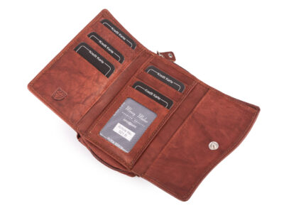 Duży damski portfel ciemnobrązowy uszyty z miękkiej i przyjemnej w dotyku skóry naturalnej RFID - obrazek 2