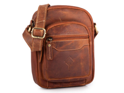 Wygodna brązowa torba męska na ramię skórzana w stylu vintage Jorey