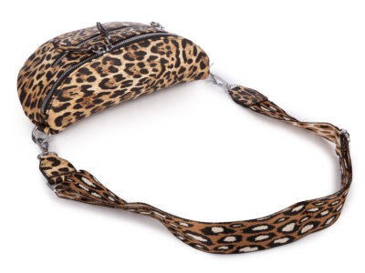 Damska saszetka typu nerka na ramię z wzorkiem w panterkę brązowa - obrazek 2