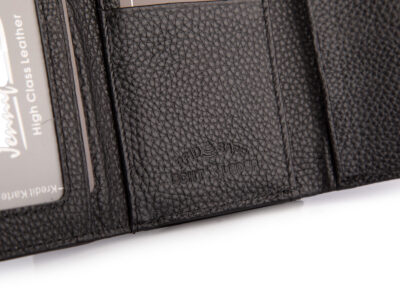 Średni portfel damski ze skóry naturalnej zapinany na bigiel czarny - obrazek 4