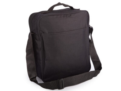 Materiałowa, pionowa torba męska na ramię w kolorze czarnym do pracy. - obrazek 2