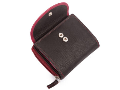 Czarno-fioletowy portfel damski Franko z miękkiej naturalnej skóry RFID - obrazek 3