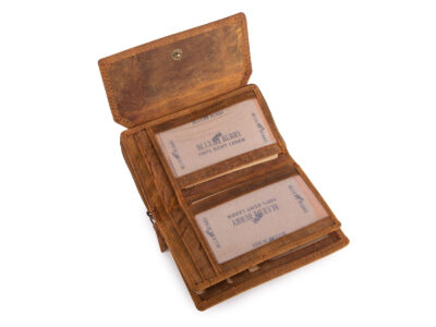 Duży portfel damski uszyty z surowej skóry naturalnej z ochroną RFID brązowy - obrazek 3